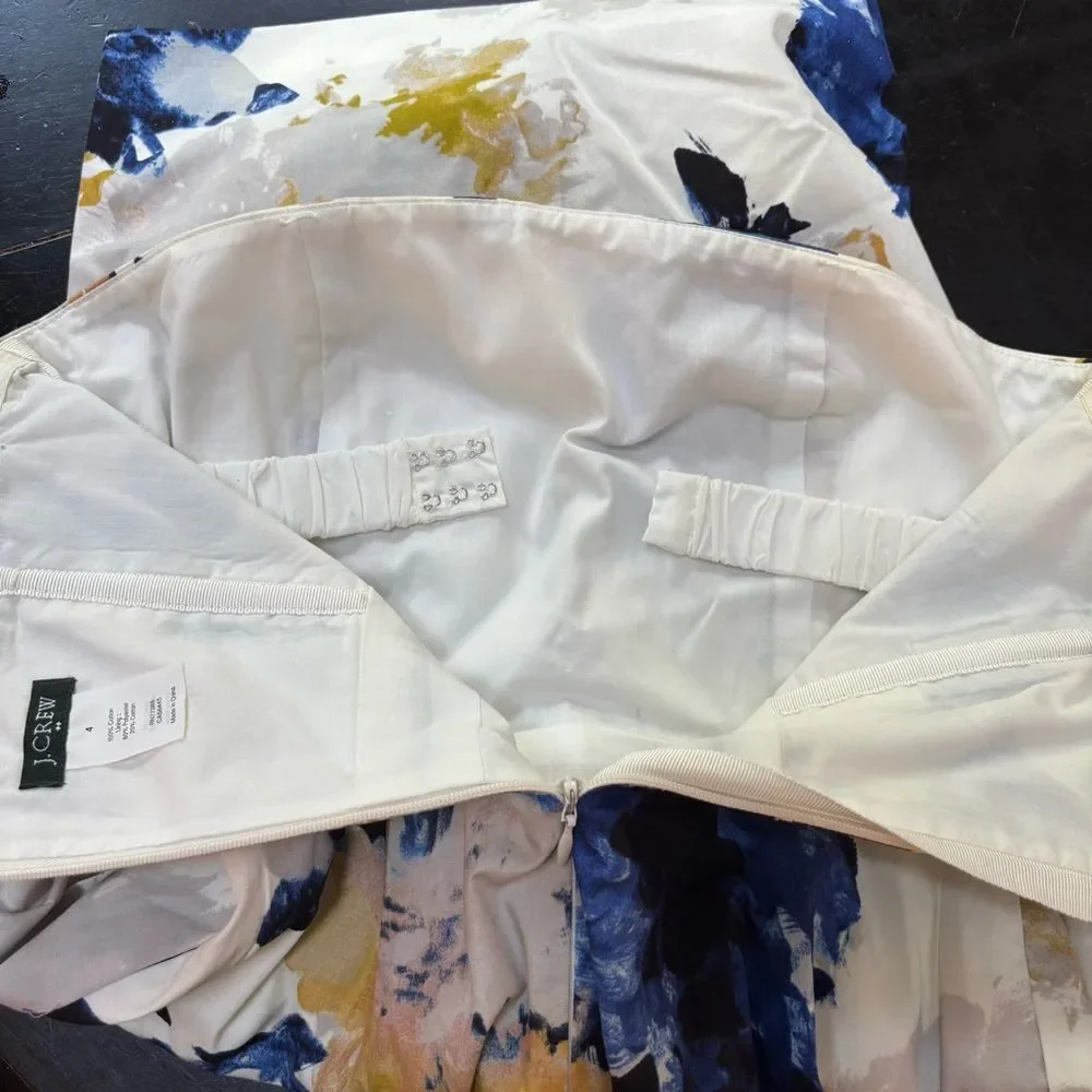 J.Crew Strapless Floral Cotton Dress – Size 4